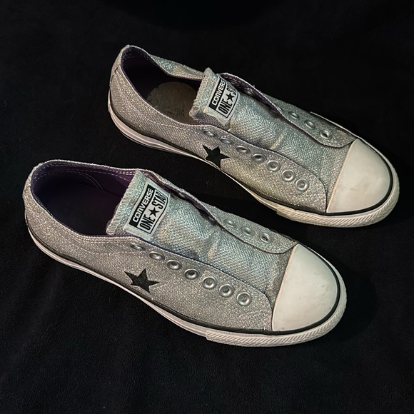 Converse Womens All Star Chuck Taylor Madison Low Size 9 Silver Sparkly Sneakers - Picture 4 of 10